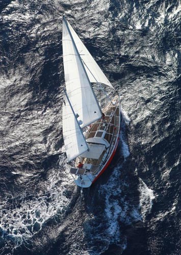 Guppy, the ketch-rigged Jeanneau Gin Fizz which took Laura Dekker round the world making her the youngest ever solo circumnavigating sailor ©  SW
